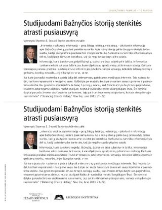 padalomoji medžiaga, Studijuodami Bažnyčios istoriją stenkitės atrasti pusiausvyrą