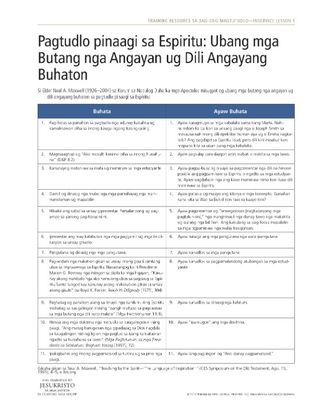 handout, Pagtudlo pinaagi sa Espiritu: Ubang mga Butang nga Angayan ug Dili Angayang Buhaton