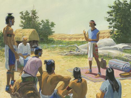 Samuel teaching Lamanites