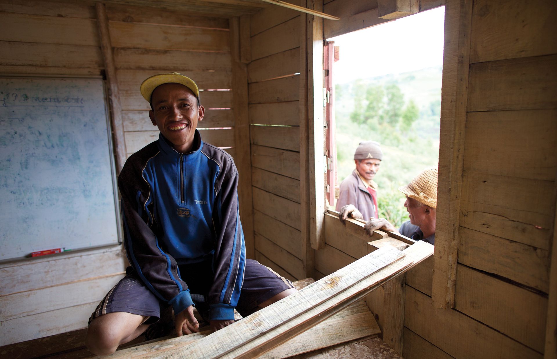 In 2013, members in Sarodroa built this small wooden chapel to worship in. Rakotomalala is happy to help make needed changes to the building.