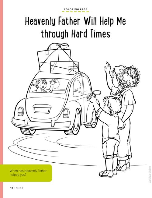 Coloring page of a child waving goodbye to a friend who is moving