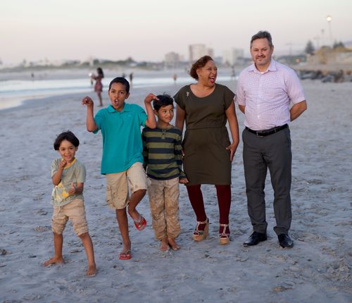 family at beach