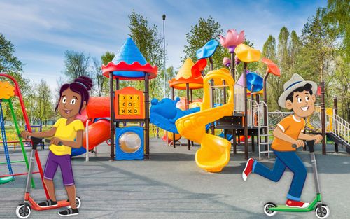 Margo and Paolo at a playground