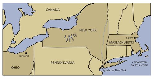 mapa sa silangang Estados Unidos