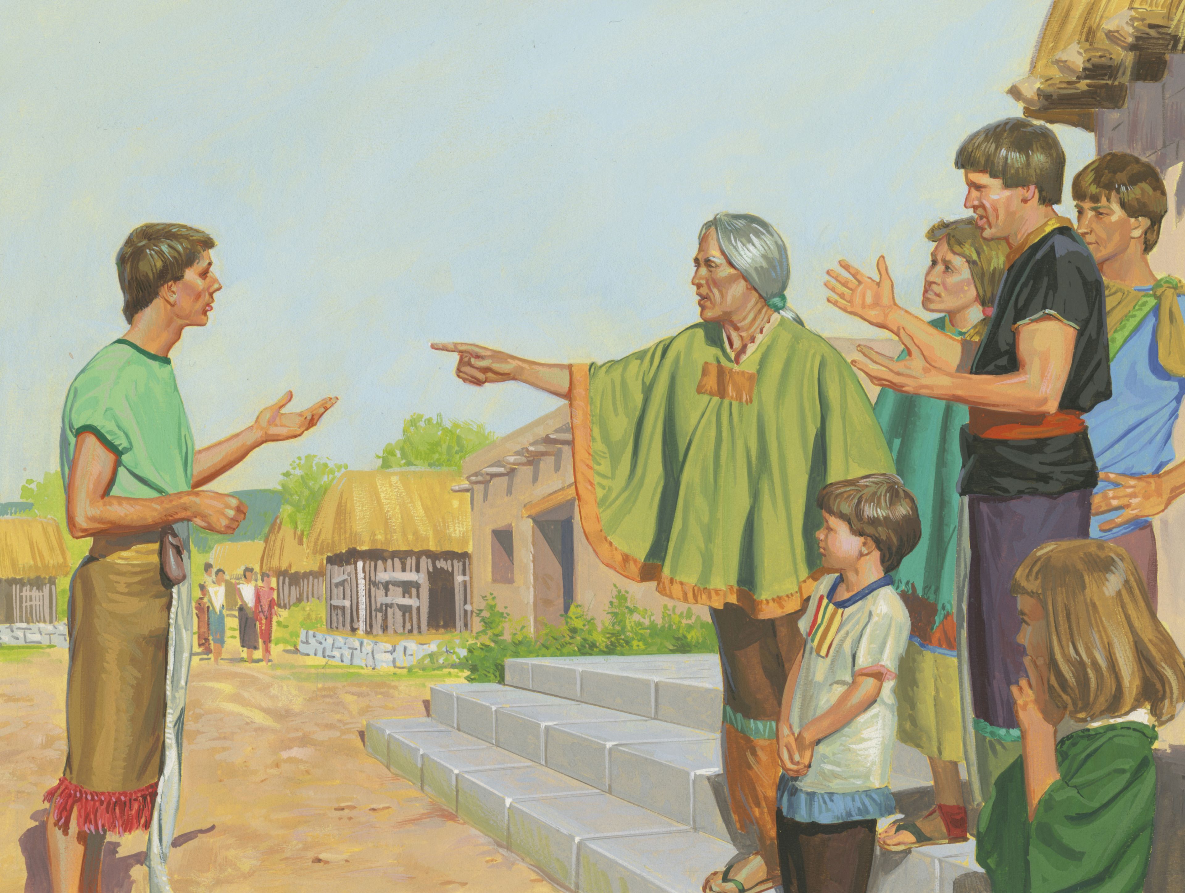 A painting by Jerry Thompson depicting Alma teaching the people of Ammonihah; Primary manual 4-27