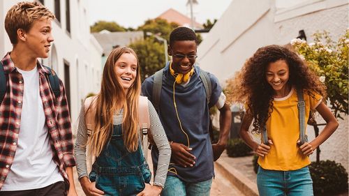 group of friends walking