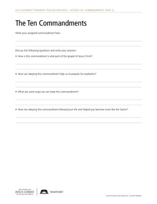 The Ten Commandments handout