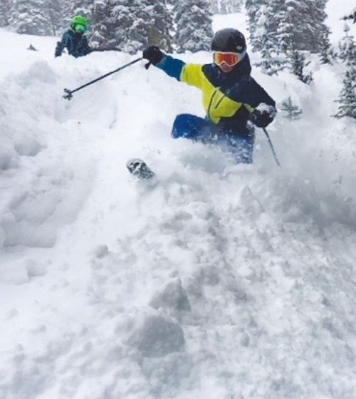 young man skiing