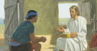 Christ talking to Nephi about the records