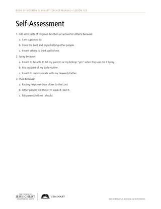 handout, self-assessment