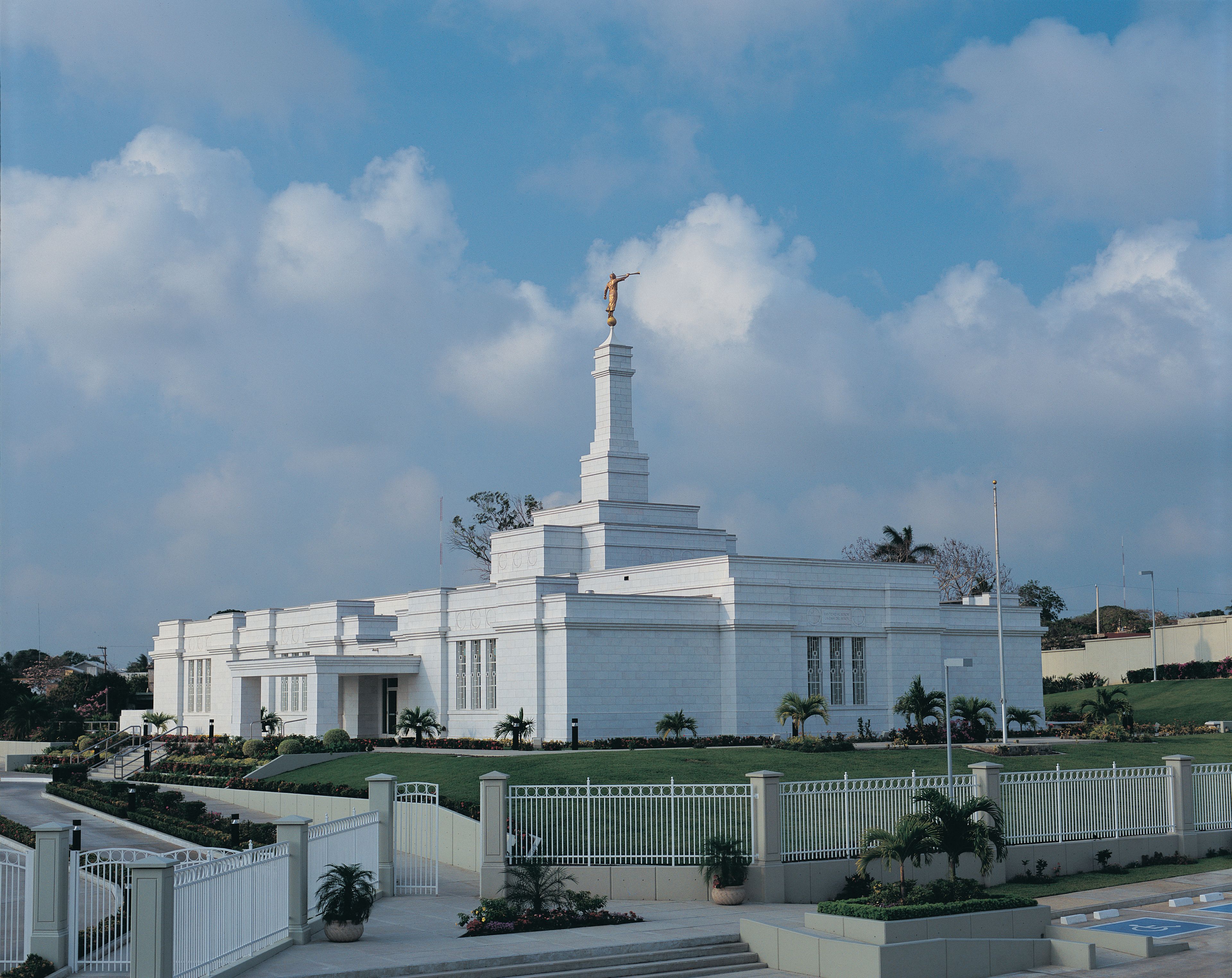 The Tampico Mexico Temple, including the scenery and entrance.