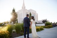 couple outside temple