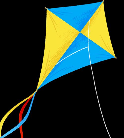 blue and yellow kite