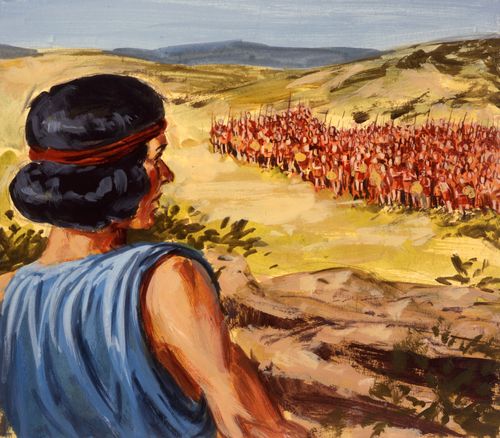 David looking upon Israelite army