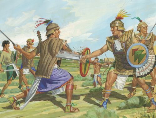 Nephites and Lamanites battling