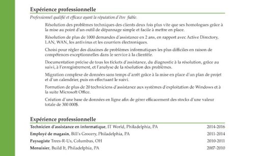 modèle de bon CV