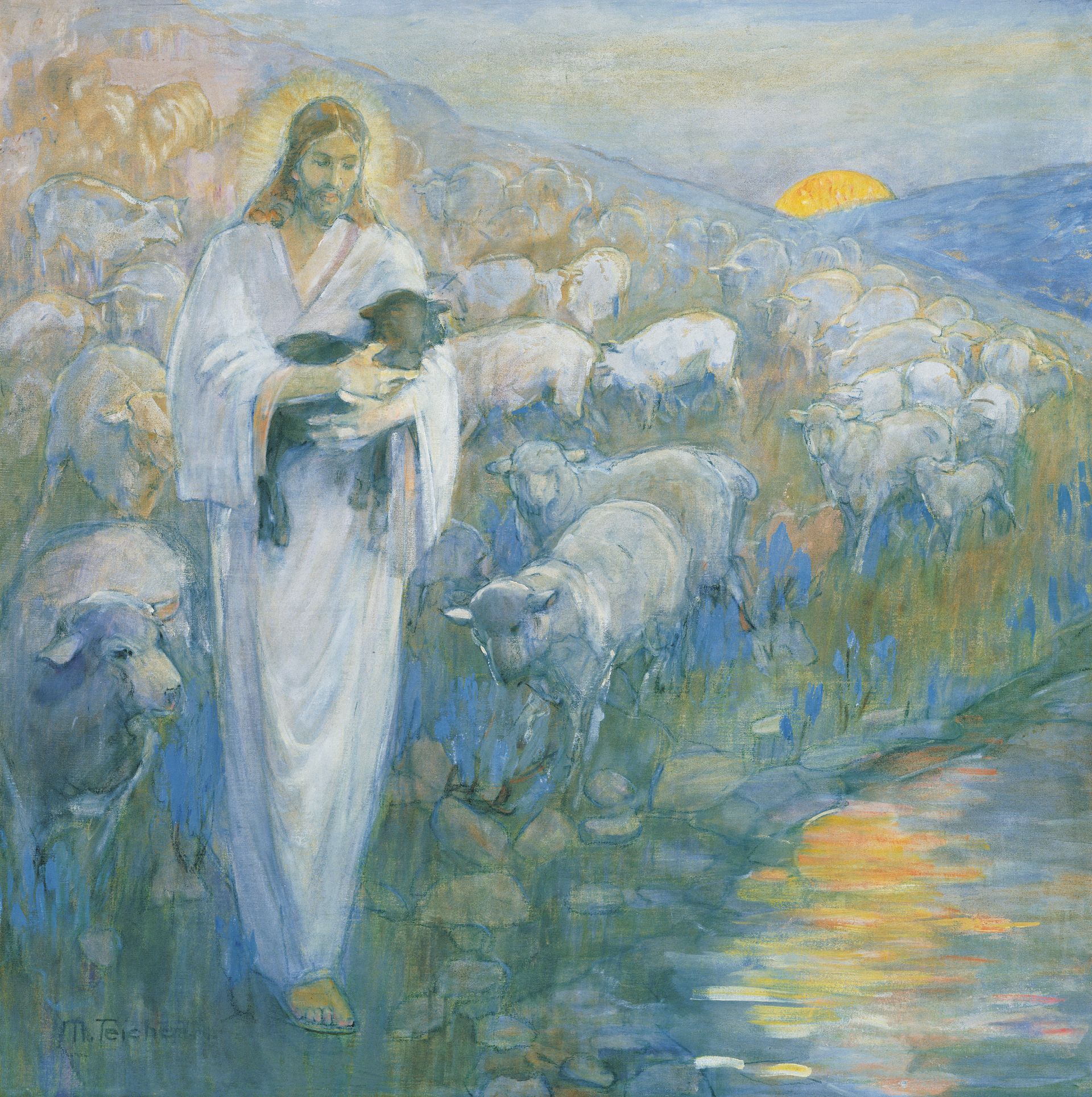(Christ) Rescue of the Lost Lamb, by Minerva K. Teichert