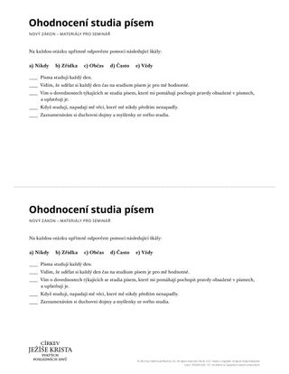 Scripture Study Evaluation handout