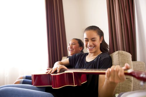 young women with guitar