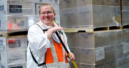 service missionary using a pallet jack