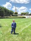 boy in front of temple