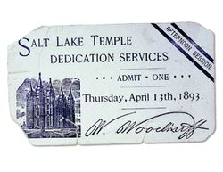 ticket for dedication of Salt Lake Temple