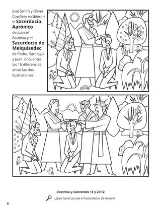 Restoration of the Aaronic and Melchizedek Priesthoods coloring page