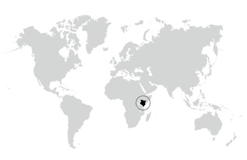 mapa, na níž je zakroužkována Keňa