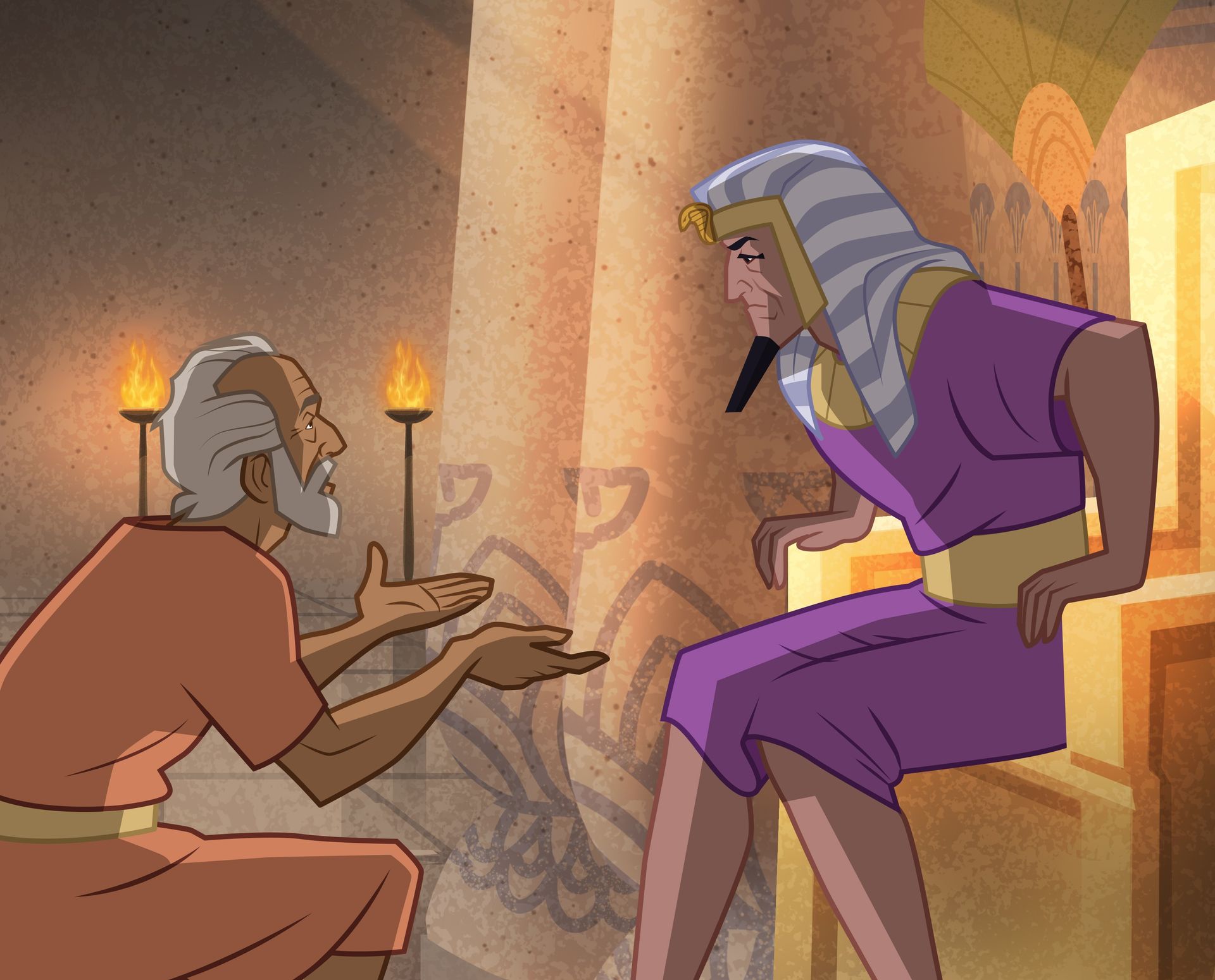 Illustration of butler speaking to Pharaoh. Genesis 41:9–13