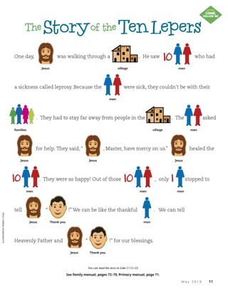 rebus story of Jesus and ten lepers