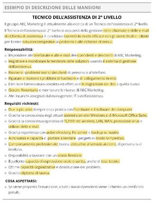 highlighted job description