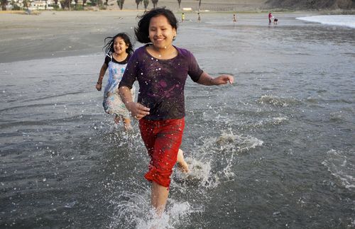 girls at beach