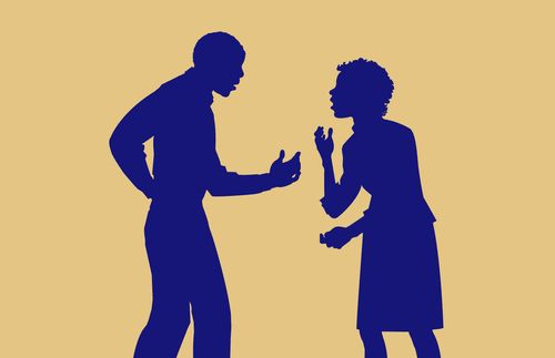 silhouette of couple arguing