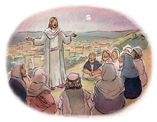 Jesus teaching people