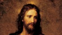 The head of Jesus Christ cropped from the painting "Christ and the rich young ruler".