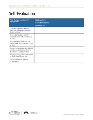 handout, self-evaluation