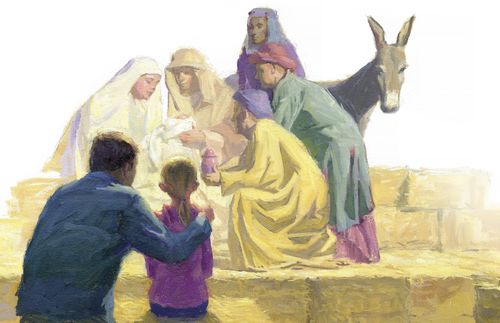 little girl at nativity scene