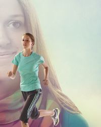 young woman running