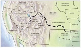 карта, из Арканзаса в Калифорнию