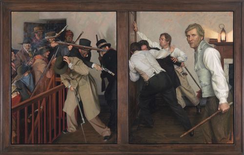 mob in Carthage Jail attacking Joseph Smith and others