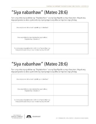 handout, Siya nabanhaw