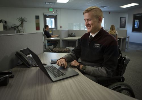 missionary using laptop