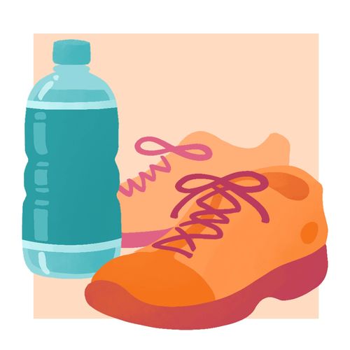 water bottle and shoes