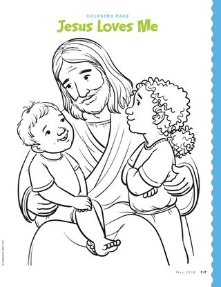 Jesus holding two children
