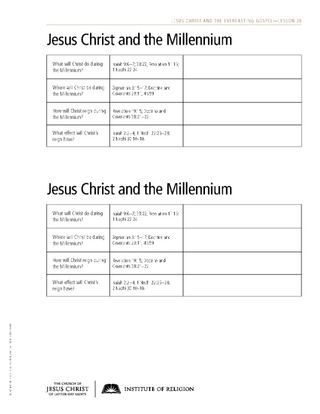 handout, Jesus Christ and the Millennium