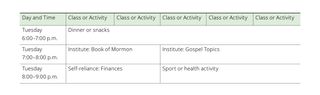 YSA gathering place sample schedule 1