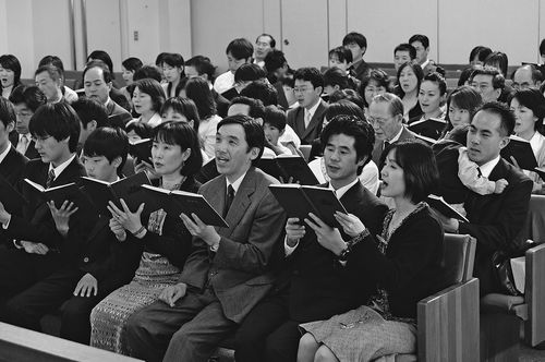 Congregation singing hymn