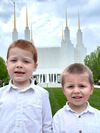 boys in front of the temple