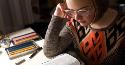 young woman studying