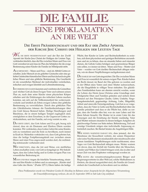 Die Erklärung „Der lebendige Christus“ und die Proklamation „Die Familie“